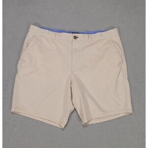 Johnnie-O Mens Performance Shorts Stone Beige Size 35 Flat Front Golf Casual 7in